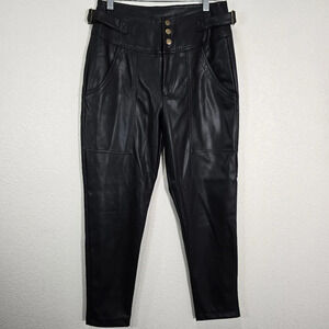 Young Fabulous & Broke Highrise Black Faux Leather Pants Straight Leg Size Small